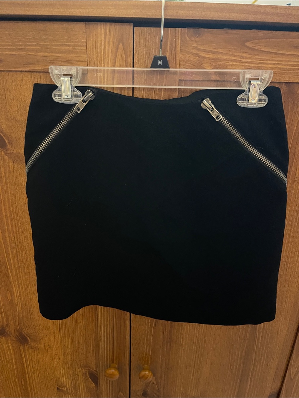 BCBGeneration Black Mini Skirt with Silver Zippers